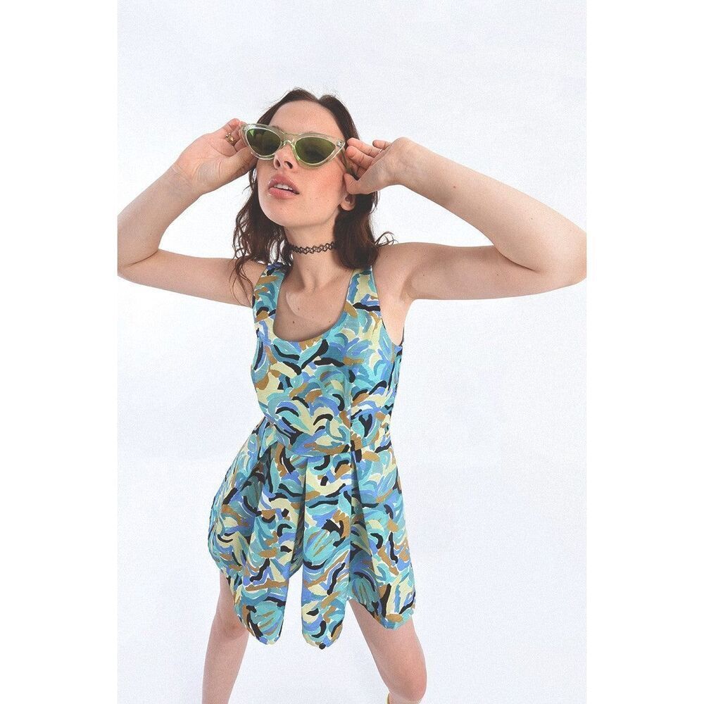 NWT Lili Sidonio Mosaic Harmony Mint Jeanne Young Ladies Woven Playsuit Size XS